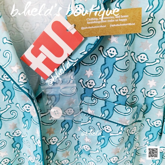 Roller Rabbit Star Monkey Polo Pajamas in Blue Size Medium (M) Brand New NWT - Picture 5 of 17